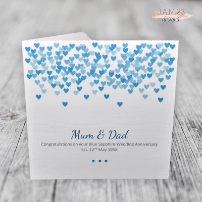 Personalised Blue Sapphire 65th Wedding Anniversary Card • £3.80