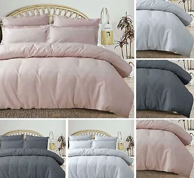 Duvet Quilt Cover With Pillowcase 100% Soft Cotton Waffle Design Bedding Set • £17.49