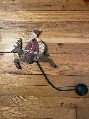 Folk Art Santa Reindeer Christmas Metal Rocking Counter Balance Cast Iron Weight • $145