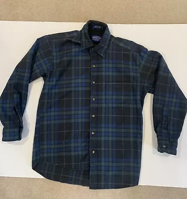 Pendleton Plaid Flannel Shirt Mens Medium Lodge Black Watch Tartan Green Wool • $29.99