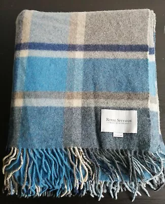 £129.95 • Buy 100% Cashmere Blanket Throw Blue Tartan Royal Speyside By Johnstons Of Elgin 