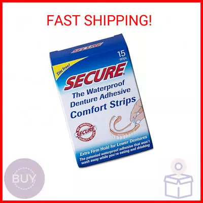 Secure Comfort Strips Waterproof Denture Adhesive - Zinc Free - Extra Firm Hold • $10.95