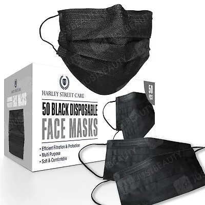 Black Face Mask 3-Ply Multipack Breathable Disposable Non Surgical/Medical UK • £69.99