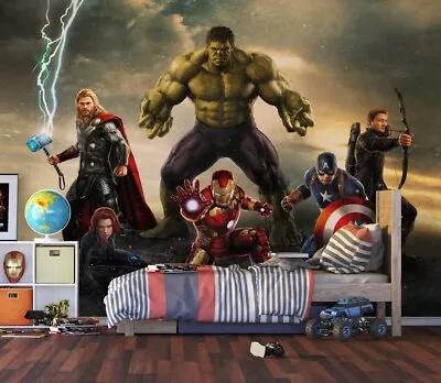 Marvel Avengers 106x141 Inch HxW Non-woven Bedroom WALLPAPER WALL MURAL Hulk • $107.68