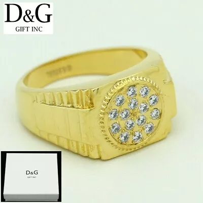 DG Men's Stainless Steel Brilliant CZ.EternityRings 8 9-13 Gold Plated Box • $15.99