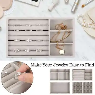 Velvet Jewelry Display Organizer Box Tray Holder Ring Earring Storage Case Hot • $6.11