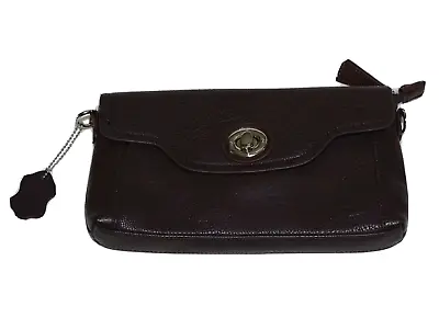 Matties Womens Shoulder Crossbody Clutch Bag Small Leather Brown Zip & Turn Lock • £34