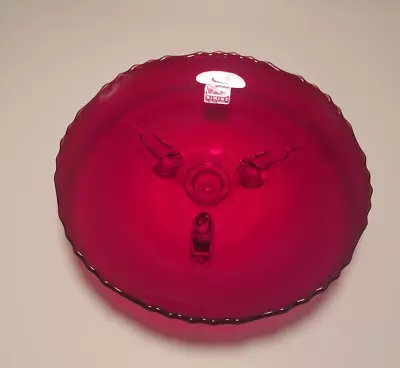 Vintage Viking Ruby Red Glass Three Footed Candy Dish • $28.50