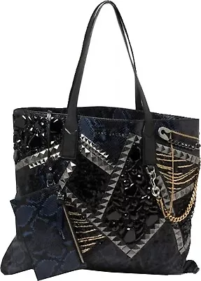 Marc Jacobs Wingman Tote Python Cobalt Embellished Bag +Wallet $900 • $369.91