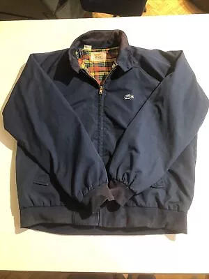 Vintage 1970s IZOD LACOSTE Mens Plaid Lined Bomber Harrington Jacket - Size XL • $40