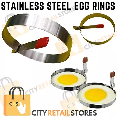 Stainless Egg Rings Food Mould Silver Fried Fryer Oven Poacher Pancake • £3.38