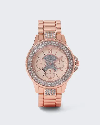 £26.99 • Buy Brand New River Island Rose Gold Chunky Diamante Embellished Watch Womens