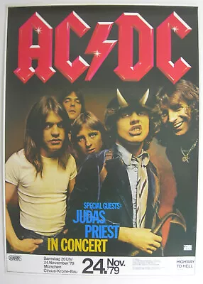 Ac/dc Judas Priest Concert Tour Poster 1979 Highway To Hell Nov 24 Munich • $299.95