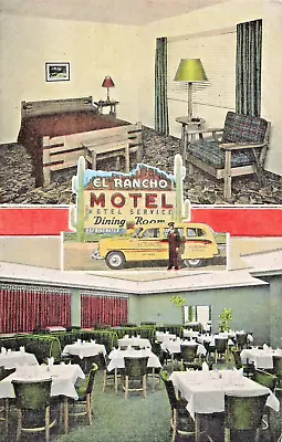 El Paso Texas Tx~el Rancho Motel-mid Century Br Furniture-vintage Postcard • $7.99