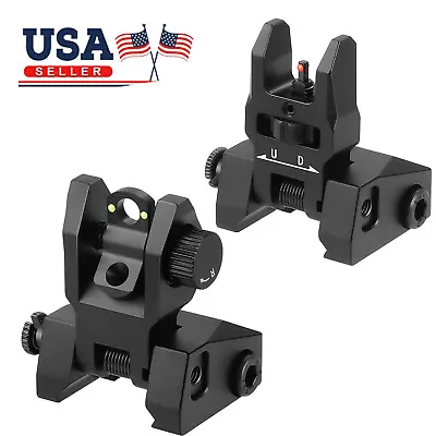 Fiber Optic Iron Sights Flip Up Iron Sight Front Rear Sight For Picatinny Weaver • $20.59