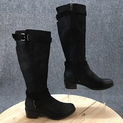 UGG Boots Womens 6 Darcie Tall Riding Black Leather Side Zip Buckle 1004172 • $50.34