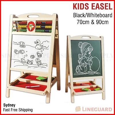 Kids Easel Art Childrens Whiteboard Blackboard Stand Wood Magnetic Drawing Board • $54.99