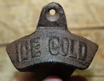 Rustic Cast Iron ICE COLD Vintage Style Wall Mount Beer Bottle Open Here • $8.99