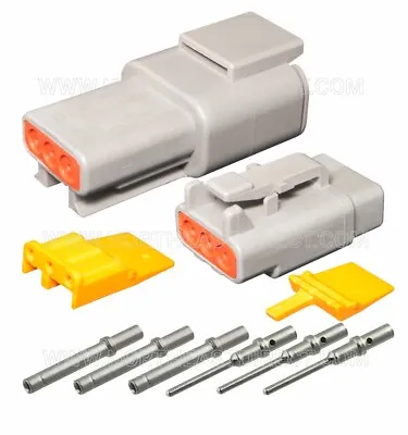 3 Pin Deutsch Dtm Dtm04-3p Dtm06-3s Waterproof Connector Kit - Solid Contacts • $7.99