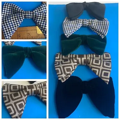 1950s-1960s Vintage Bow Ties Bow Clip Black + Green Velvet + Plaid Lot Of 5 USA • $28.50