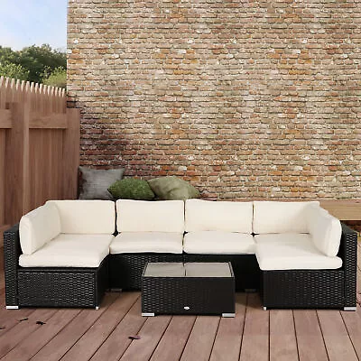 Garden Rattan Sofa Set Cushion Polyester Cover Replacement No Cushion Beige • £61.99