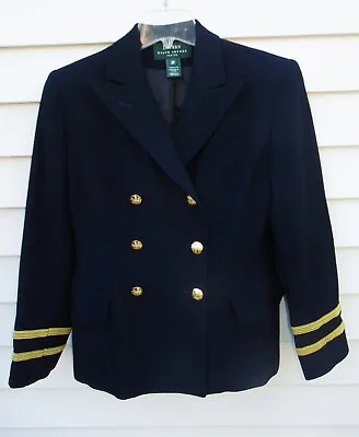 Vintage Ralph Lauren Blazer Military Fitted Jacket Double Breasted Petite Small • $37