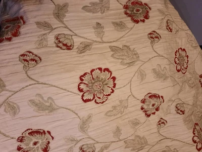 £10 • Buy Textured Tapestry Type Gold & Red Floral Montgomery Curtains 60w X 54L