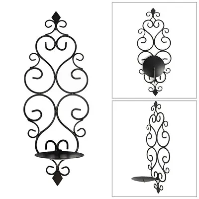 Wall Hanging Candle Stand Sconces Holder Swirling Vintage Home Decors Black Iron • £8.95