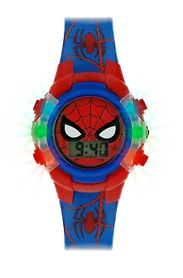 Disney Marvel Kids Spiderman Digital Light Up Blue Silicone Strap Watch SPD4504 • £12.99