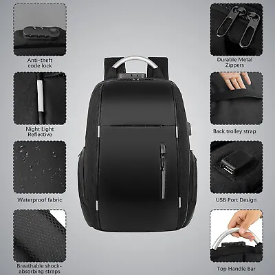 $24.95 • Buy Waterproof Travel Backpack Shoulder Laptop Bag USB Charging Anti Theft Rucksack