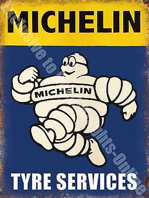 Vintage Garage Michelin Tyres Motorsport Man Car 21 Old Medium Metal Tin Sign • £10.95