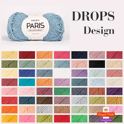 Drops Paris Aran 100% Cotton 50G Knitting Crochet Yarn Recycled Baby • £1.32