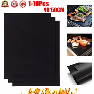 10Pcs Reusable BBQ Grill Mat Bake Cooking Sheet Non-Stick Barbecue Baking Pad • $8.89