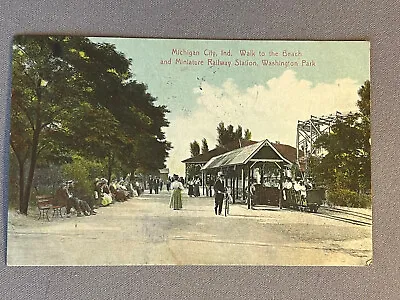 Indiana IN Michigan City Miniature Railway Station Washington Park PM 1911 • $9.99