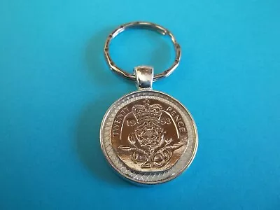 TWENTY (20) PENCE COIN - SILVER CASED PENDANT KEYRING - 1982 To 2008 • £7.49