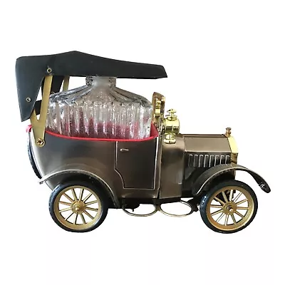 Vintage Barware Ford Model-T Bar Car Music Box Liquor Decanter 4 Shot Glasses • $34.99