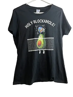 Holy Blockamole Tshirt Womens Volleyball Avocado XL Black Crew Neck Short Sleeve • $11.99