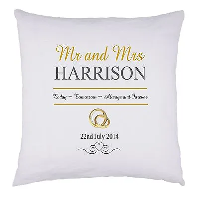 PERSONALISED Wedding Mr And Mrs CUSHION COVER Anniversary GIFT • £9.99