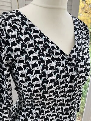 Joules Genevieve Blackdog Dalmation Print Shirt Dress Size 8 • £25