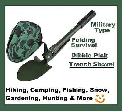 Military Type Folding Survival Dibble Pick Trench Shovel Camping Hiking New • $17.95
