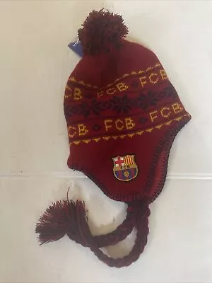 FC BARCELONA NWT PERUVIAN Red BEANIE Pom Winter Hat Soccer • $24.96