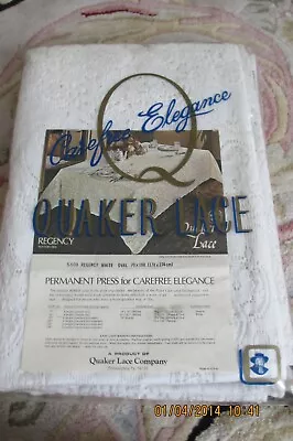 Quaker Lace Care Free  Vtg.  70  X 126  Oval Regency Lace 5800 White Used Once • $39.99