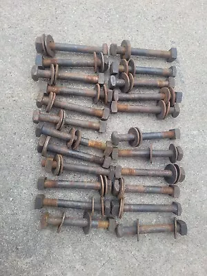 23 7 Inch 3/4 Vtg Square Head Bolts Nuts & Washers Antique • $23.99