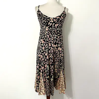 Issa Silk Spaghetti Strap Dress Size 2 Bow Print Asymmetrical Ruffled Stretch • $27