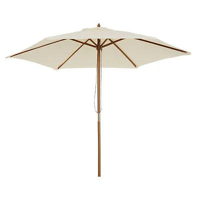 Outsunny 2.5m Wood Garden Parasol Sun Shade Patio Outdoor Wooden Umbrella Canopy • £37.99