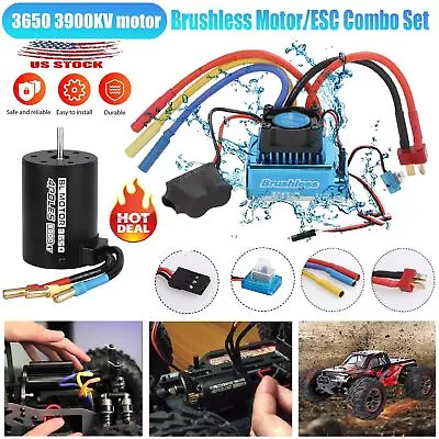 3650 3900KV Waterproof Brushless Motor 120A ESC Combo Set For 1/10 RC Car Truck • $31.34