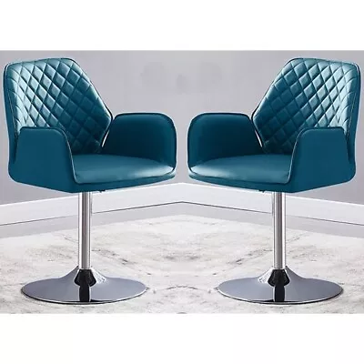 Bucketeer Teal Faux Leather Dining Chairs In Pair • £139.95