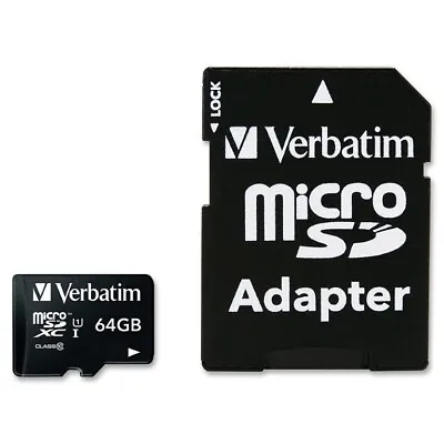 Verbatim 64GB Micro SDXC Card Class 10 UHS-I With Adaptor Up To 45MB/Sec 300X Re • $34