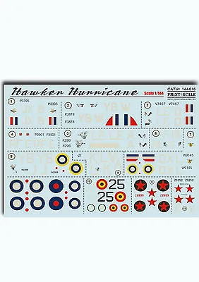 Print Scale 144-016 Decal For Hurricane MK I Aces. The Battle Of Britain 1:144 • $18.48