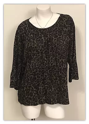 Nwt Women's Michael Kors Dark Olive Leopard Print Tunic Top Size Xl Msrp $64.00 • $45